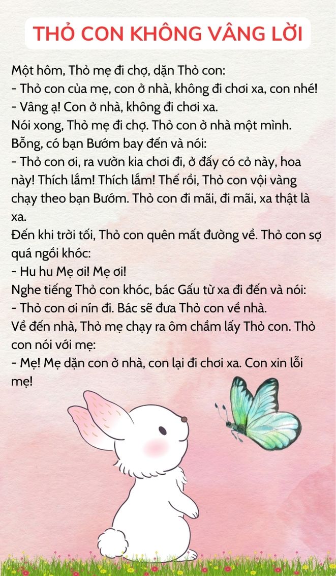 Truyện thiếu nhi Thỏ con không vâng lời